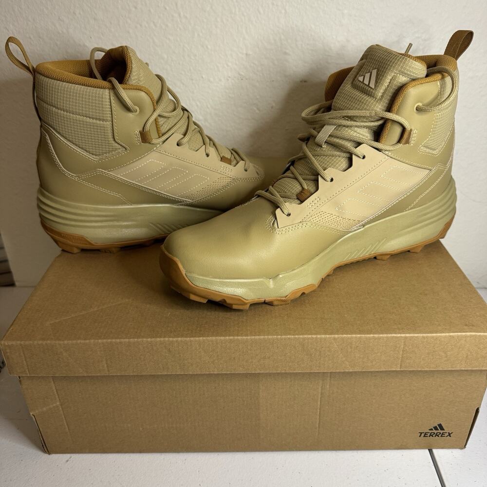 Adidas Terrex Unity Leather Mid R.RDY Beige Tint Mesa Mens Size 13 Boot Combat